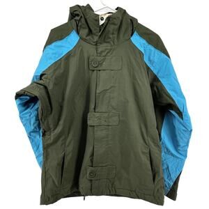 Bonfire Fusion Reign Snowboarding Hooded Jacket Colorblock Green Blue Large